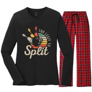 Too Legit To Split Retro Bowling Funny Bowler Bowling Team Women's Long Sleeve Flannel Pajama Set 