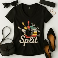 Too Legit To Split Retro Bowling Funny Bowler Bowling Team Women's V-Neck T-Shirt