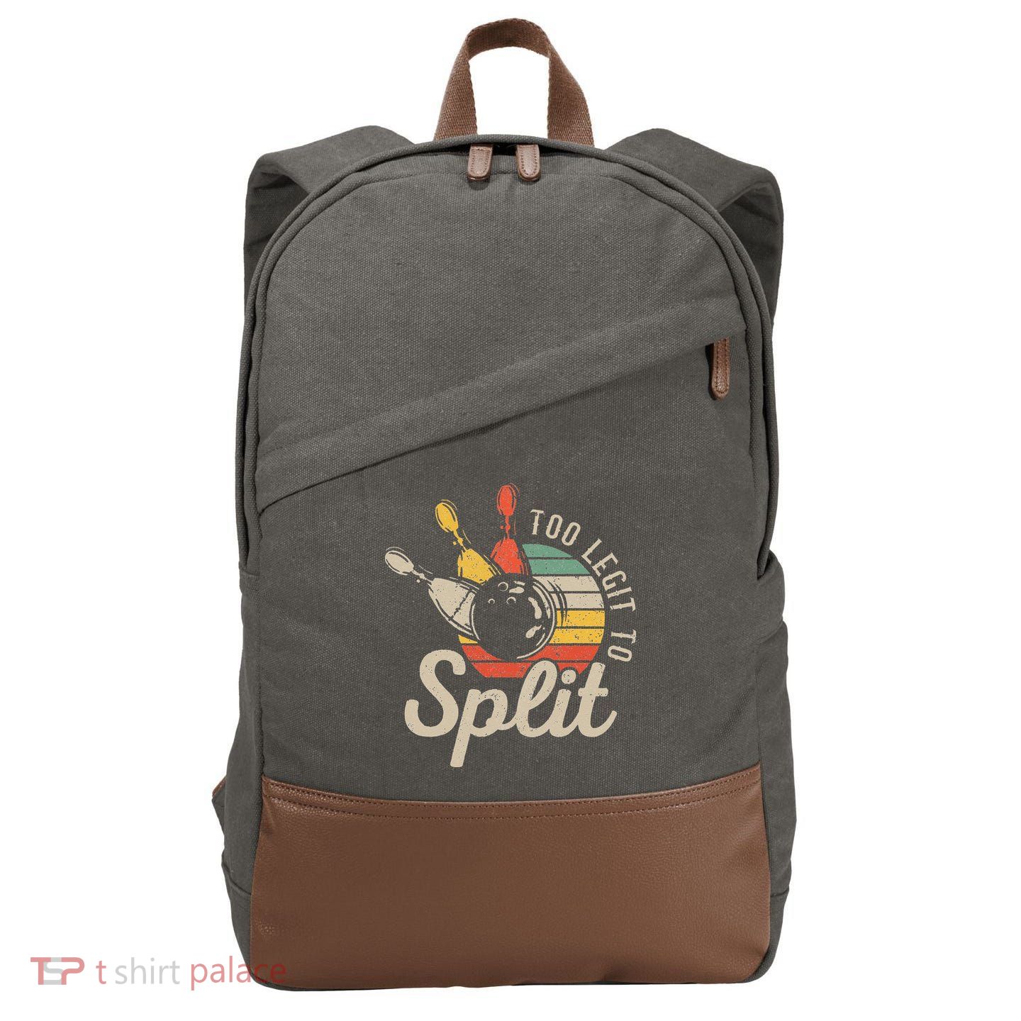 Too Legit To Split Retro Bowling Funny Bowler Bowling Team Cotton Canvas Backpack