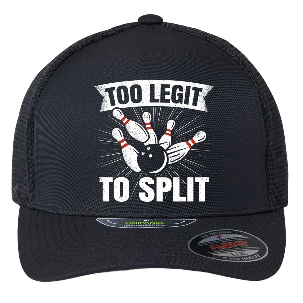 Too Legit To Split Funny Retro Team Bowler Bowling Flexfit Unipanel Trucker Cap