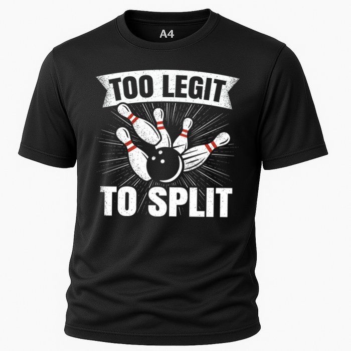 Too Legit To Split Funny Retro Team Bowler Bowling Cooling Performance Crew T-Shirt