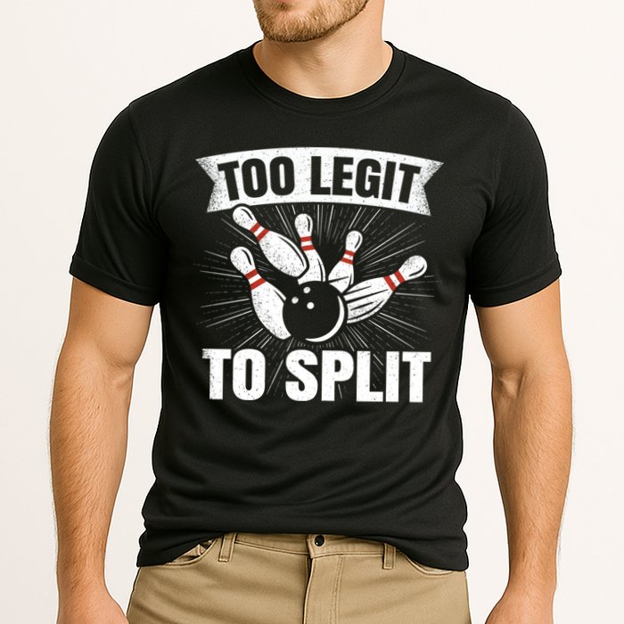 Too Legit To Split Funny Retro Team Bowler Bowling Cooling Performance Crew T-Shirt