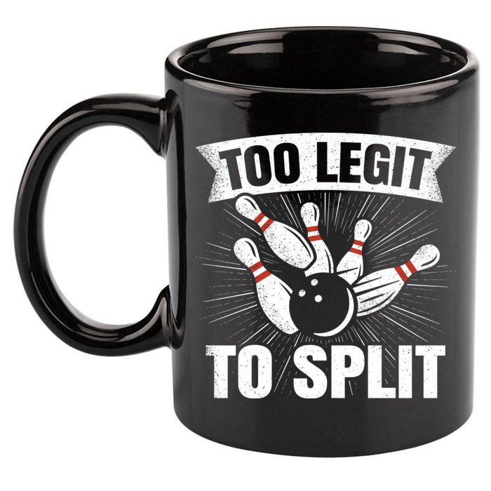Too Legit To Split Funny Retro Team Bowler Bowling 11oz C Handle Ceramic Mug