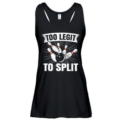Too Legit To Split Funny Retro Team Bowler Bowling Ladies Essential Flowy Tank