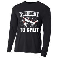 Too Legit To Split Funny Retro Team Bowler Bowling Cooling Performance Long Sleeve Crew