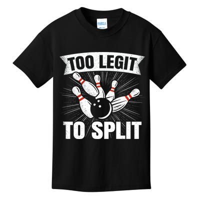 Too Legit To Split Funny Retro Team Bowler Bowling Kids T-Shirt