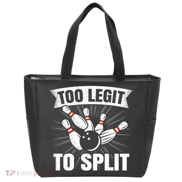 Too Legit To Split Funny Retro Team Bowler Bowling Zip Tote Bag