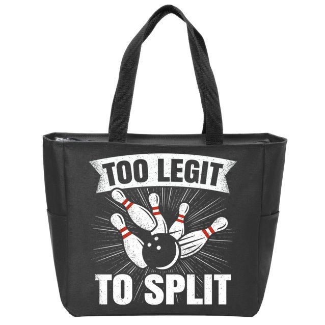 Too Legit To Split Funny Retro Team Bowler Bowling Zip Tote Bag