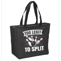 Too Legit To Split Funny Retro Team Bowler Bowling Zip Tote Bag