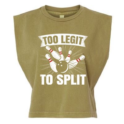 Too Legit To Split Funny Retro Team Bowler Bowling Garment-Dyed Women's Muscle Tee