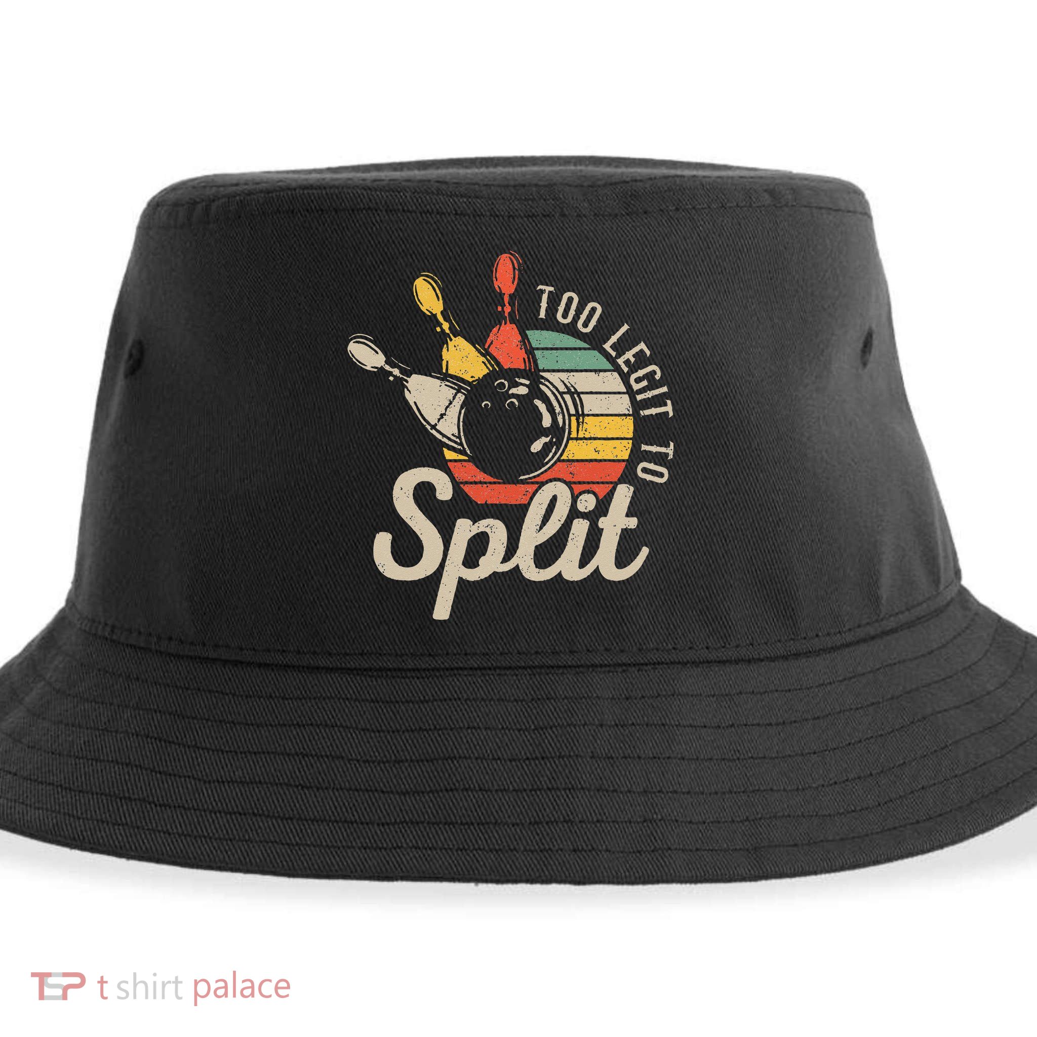 Too Legit To Split Retro Bowling Funny Bowler Bowling Team Sustainable Bucket Hat