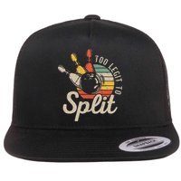 Too Legit To Split Retro Bowling Funny Bowler Bowling Team Flat Bill Trucker Hat