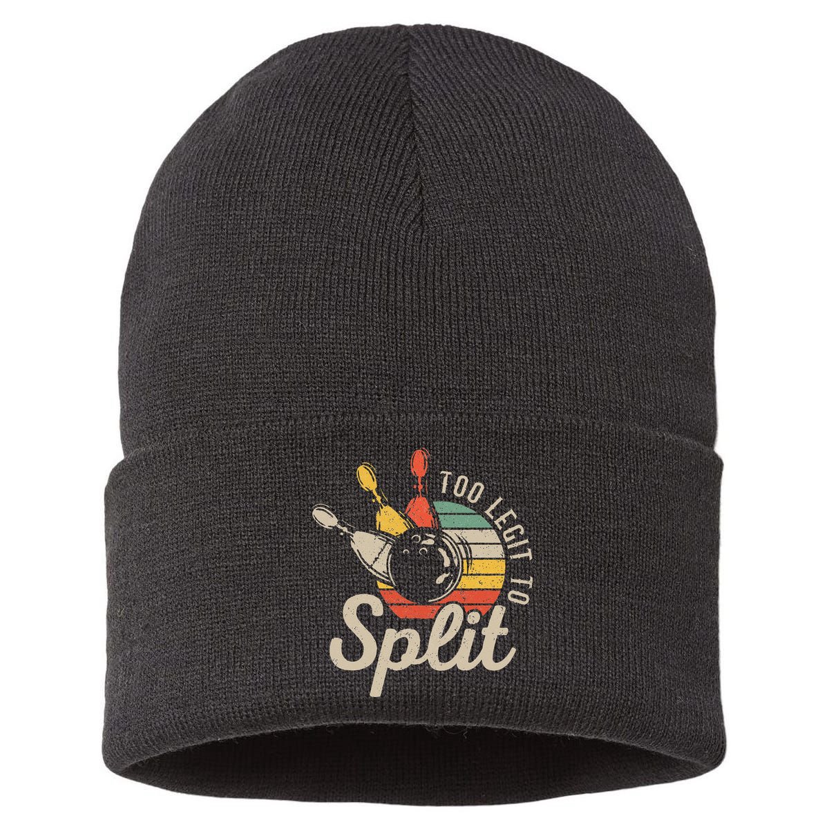 Too Legit To Split Retro Bowling Funny Bowler Bowling Team Sustainable Knit Beanie