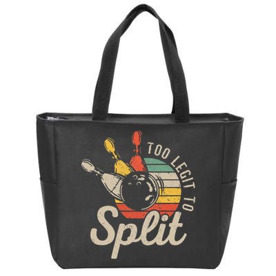 Too Legit To Split Retro Bowling Funny Bowler Bowling Team Zip Tote Bag