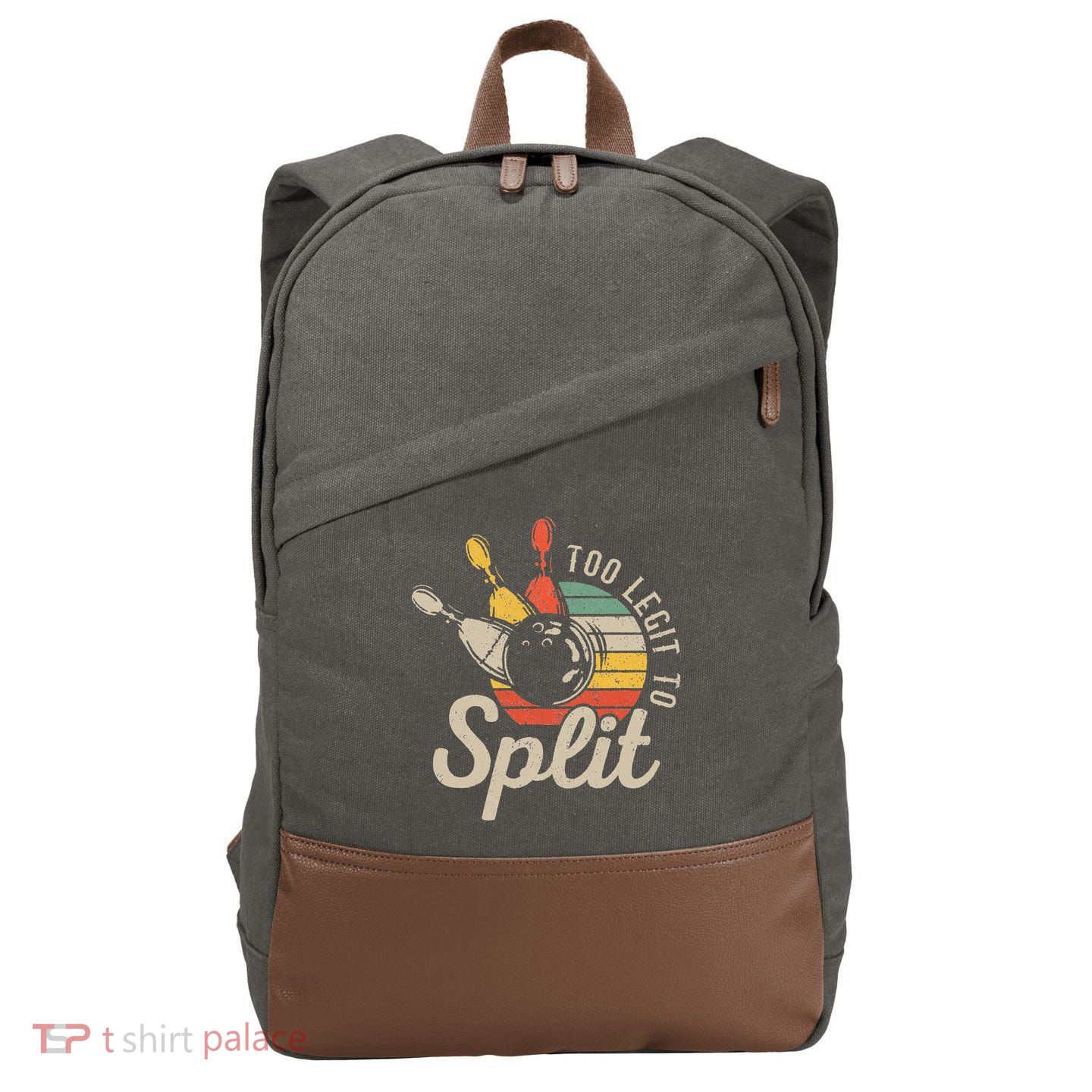 Too Legit To Split Retro Bowling Funny Bowler Bowling Team Cotton Canvas Backpack