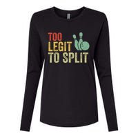 Too Legit To Split Funny Retro Team Bowler Bowling Womens Cotton Relaxed Long Sleeve T-Shirt