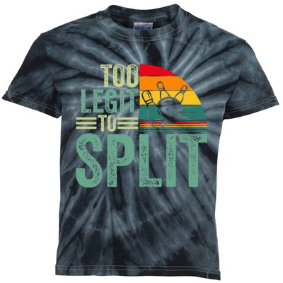 Too Ligit To Split Funny Bowlers & Bowling Player Kids Tie-Dye T-Shirt