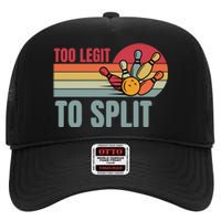 Too Legit To Split Funny Retro Team Bowler Bowling High Crown Mesh Back Trucker Hat