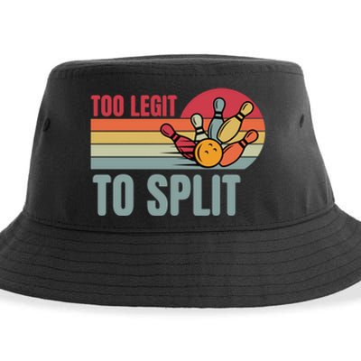 Too Legit To Split Funny Retro Team Bowler Bowling Sustainable Bucket Hat