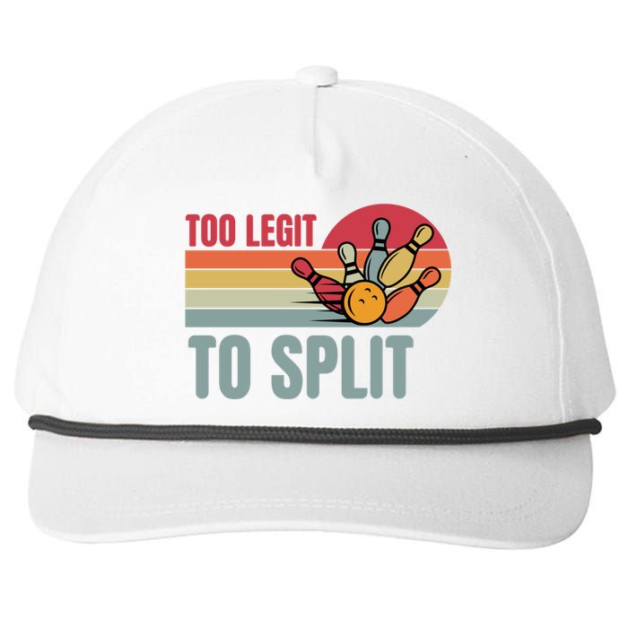 Too Legit To Split Funny Retro Team Bowler Bowling Snapback Five-Panel Rope Hat