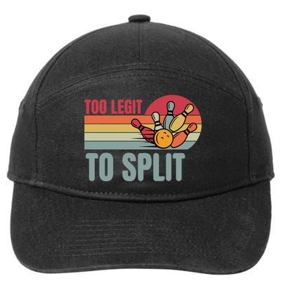 Too Legit To Split Funny Retro Team Bowler Bowling 7-Panel Snapback Hat