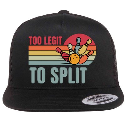 Too Legit To Split Funny Retro Team Bowler Bowling Flat Bill Trucker Hat