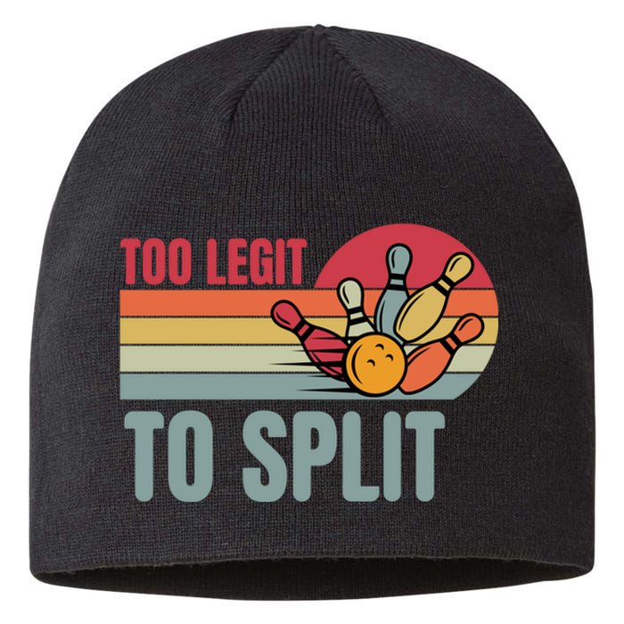 Too Legit To Split Funny Retro Team Bowler Bowling Sustainable Beanie