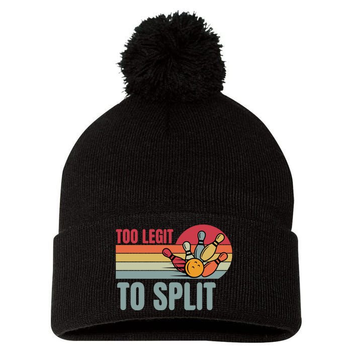 Too Legit To Split Funny Retro Team Bowler Bowling Pom Pom 12in Knit Beanie