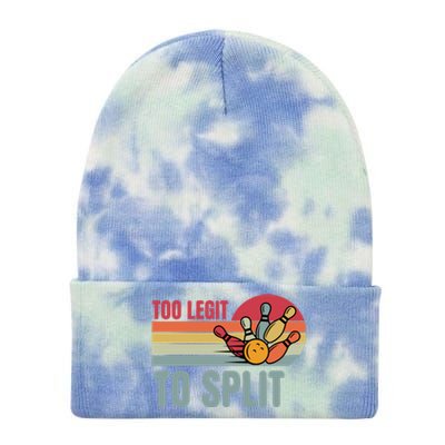 Too Legit To Split Funny Retro Team Bowler Bowling Tie Dye 12in Knit Beanie