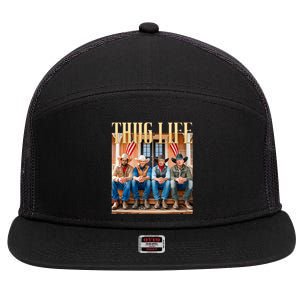 Thug Life Trump Vance Kennedy Elon 7 Panel Mesh Trucker Snapback Hat