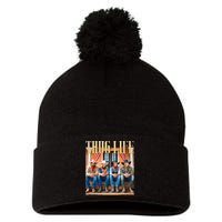 Thug Life Trump Vance Kennedy Elon Pom Pom 12in Knit Beanie