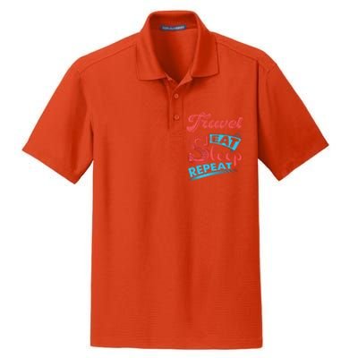 Traveling Lovers Travel Eat Sleep Repeat Gift Dry Zone Grid Polo