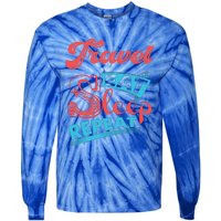 Traveling Lovers Travel Eat Sleep Repeat Gift Tie-Dye Long Sleeve Shirt