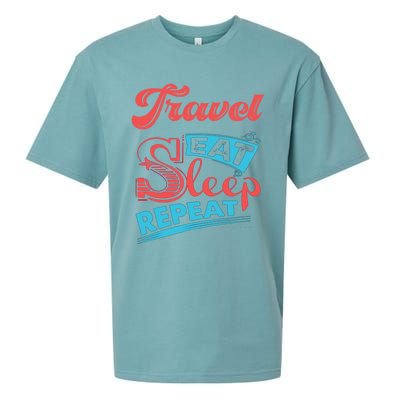 Traveling Lovers Travel Eat Sleep Repeat Gift Sueded Cloud Jersey T-Shirt