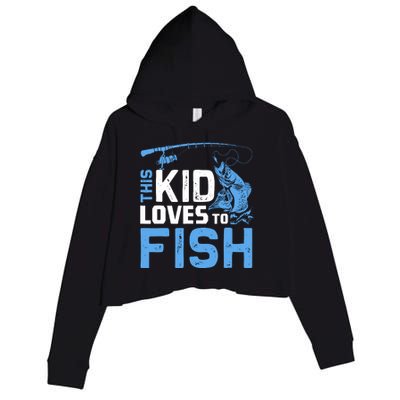 This Loves To Fish Funny Fishing Fisherman Gift Crop Fleece Hoodie