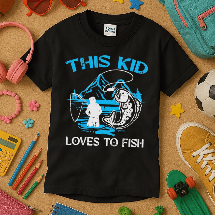 This Loves To Fish Cute Kids T-Shirt