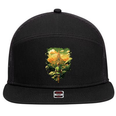 Tloz Link To A New Adventure 7 Panel Mesh Trucker Snapback Hat