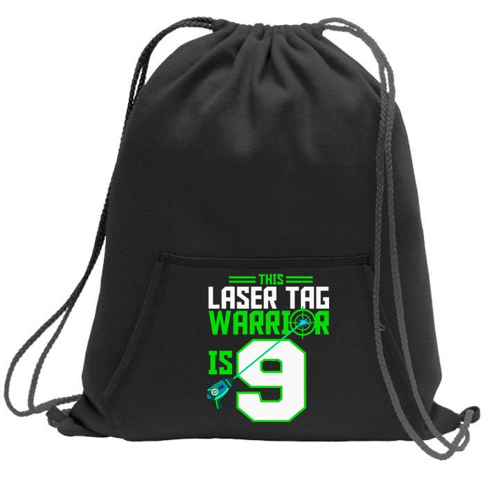 This Laser Tag Warrior Is 9 Gaming Birthday Party Sweatshirt Cinch Pack Bag