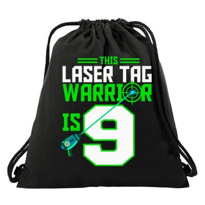 This Laser Tag Warrior Is 9 Gaming Birthday Party Drawstring Bag