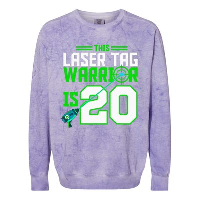 This Laser Tag Warrior Is 20 Gaming Birthday Party Colorblast Crewneck Sweatshirt