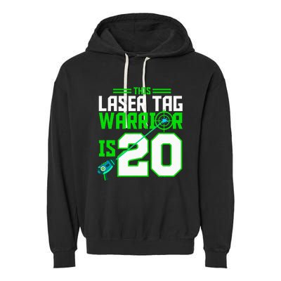 This Laser Tag Warrior Is 20 Gaming Birthday Party Garment-Dyed Fleece Hoodie