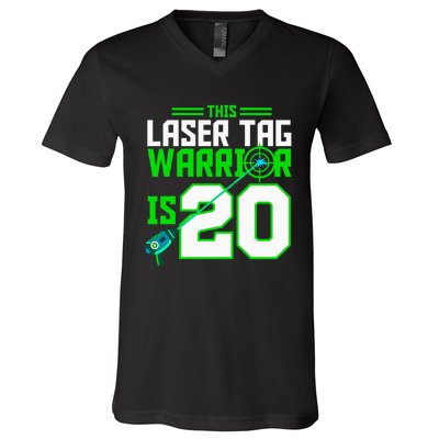 This Laser Tag Warrior Is 20 Gaming Birthday Party V-Neck T-Shirt