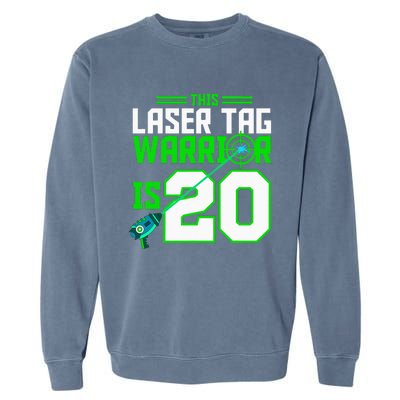 This Laser Tag Warrior Is 20 Gaming Birthday Party Garment-Dyed Sweatshirt