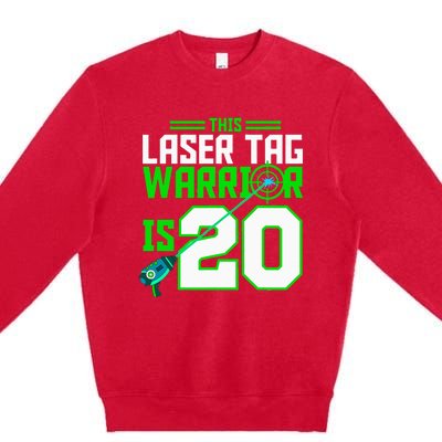 This Laser Tag Warrior Is 20 Gaming Birthday Party Premium Crewneck Sweatshirt