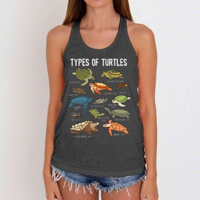 Turtle Lover Turtle Art Types Turtle Turtle Women's Knotted Racerback Tank