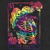 The Lovers Tarot Card Goth Kissing Lesbian Skeletons 7 Panel Mesh Trucker Snapback Hat