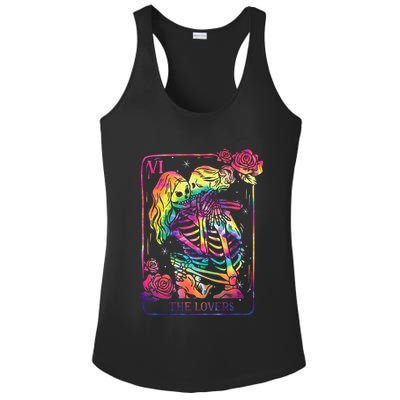 The Lovers Tarot Card Goth Kissing Lesbian Skeletons Ladies PosiCharge Competitor Racerback Tank