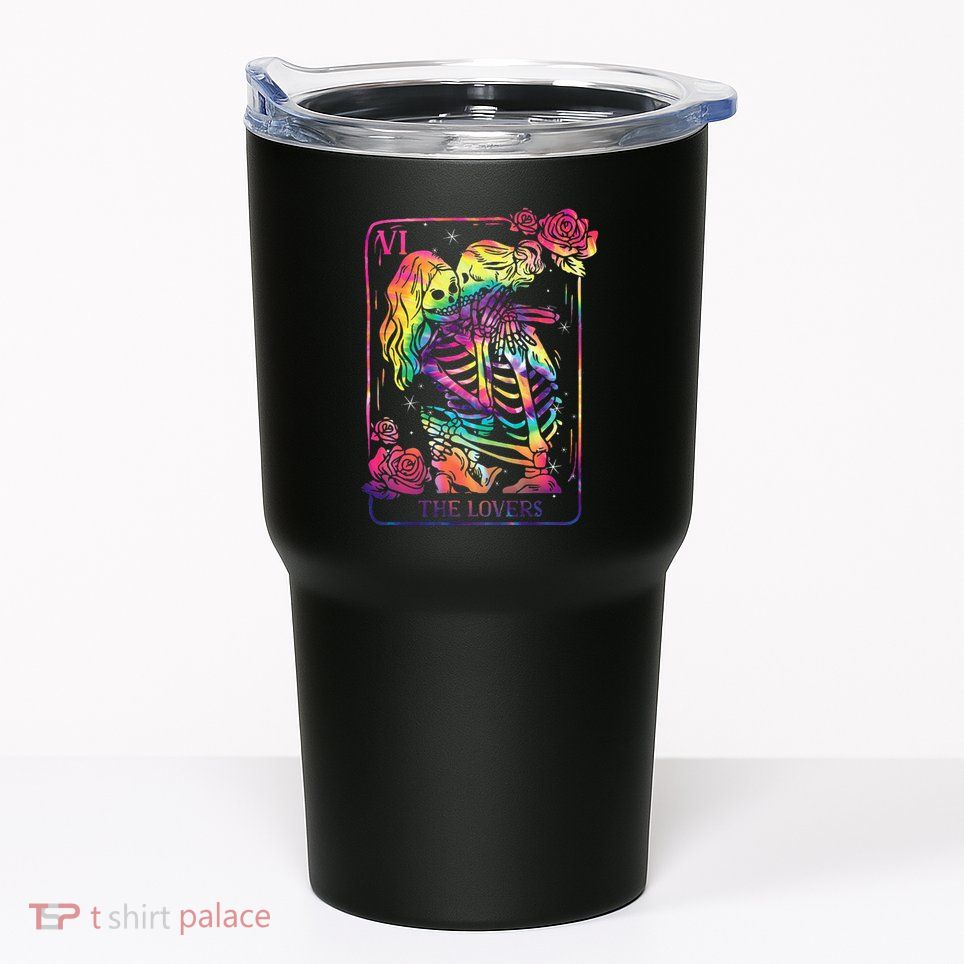 The Lovers Tarot Card Goth Kissing Lesbian Skeletons Tumbler