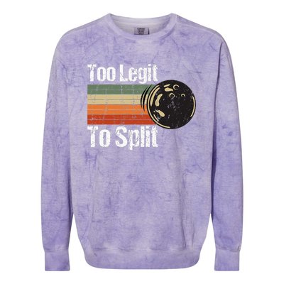 Too Legit To Split Funny Retro Bowling Team Unisex Blower Colorblast Crewneck Sweatshirt