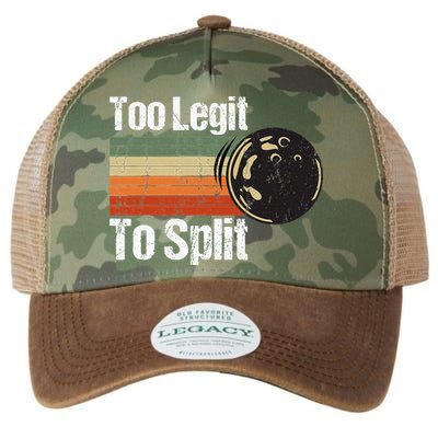 Too Legit To Split Funny Retro Bowling Team Unisex Blower Legacy Tie Dye Trucker Hat